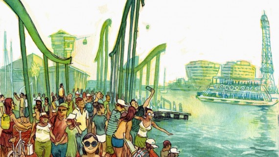 El port de Barcelona. Dibuix de Sagar