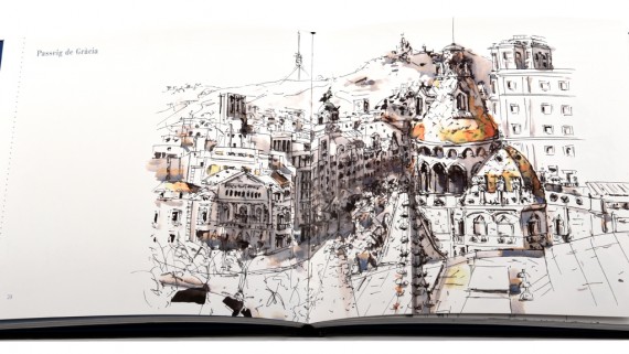 Imatge de les pàgines interiors del llibre 'Pinzellades de Barcelona' de Xavier Julià
