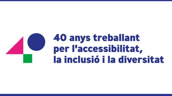 Logotip dels 40 anys de l'Institut Municipal de Persones amb Discapacitat: 40 anys treballant per l'accessibilitat, la inclusió i la diversitat