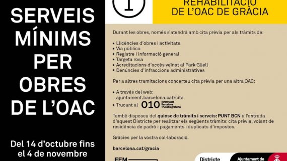 Avís informatiu obres OAC Gràcia