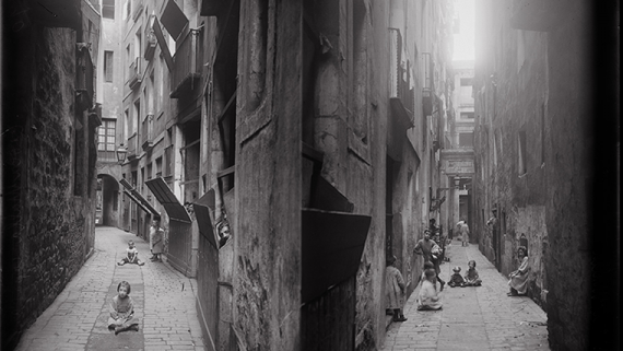 Calle d'en Malla, 1908. AFB. A. Mas