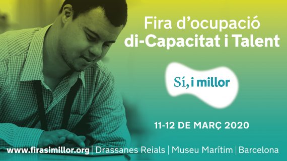 Cartell de la fira Sí i millor, amb un noi a la part esquerra de la fotografia