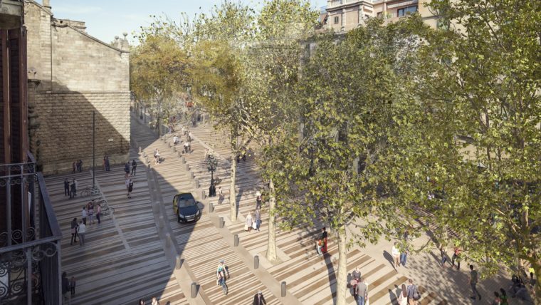 Remodelacion del pavimento en el Paseo de Gracia de Barcelona