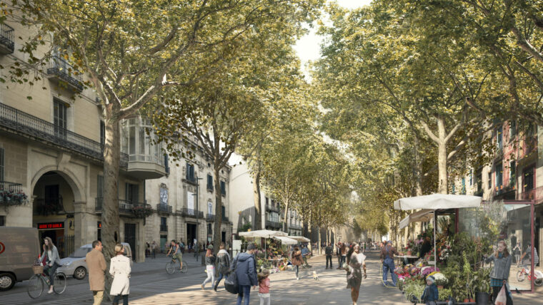 Remodelacion del pavimento en el Paseo de Gracia de Barcelona