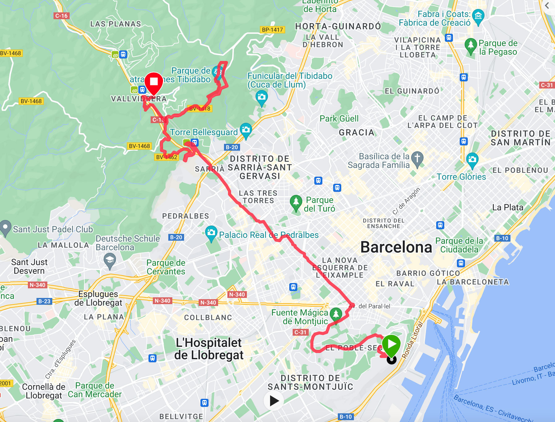 Carrera MontjuïcTibidabo recorrido y afectaciones Web