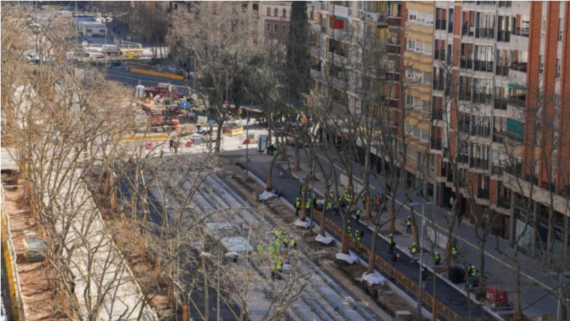 Obres del tramvia a la Diagonal