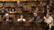 Vista general del Saló de Plens de l’Ajuntament de Barcelona durant la celebració del plenari del Consell Municipal de novembre de 2023.
