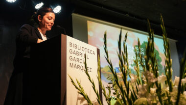 L'actriu Bárbara Lennie durant la presentació del llibre 'En agosto nos vemos' de Gabriel García Márquez. Autora: Elena Pastor
