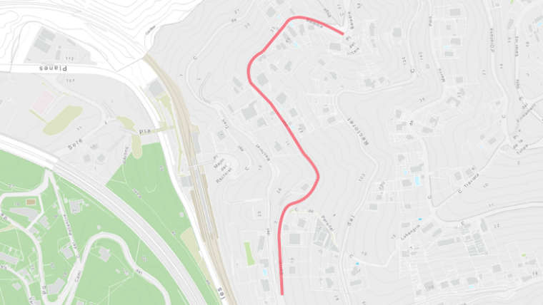 Plànol de les actuacions al carrer de Baladre, a les Planes