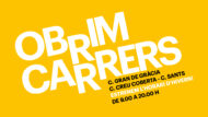 Visual amb el logotip de l'"Obrim carrers" i el nou horari d'hivern: de 9.00 a 20.00 hores