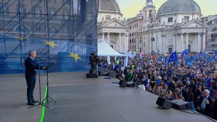 Manifestació “Una Piazza per l’Europa” a Roma.