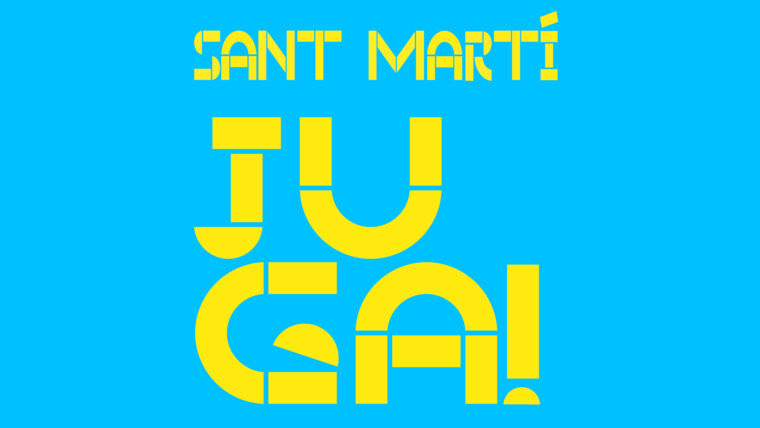 Bàner de "Sant Martí Juga!", pel Dia Internacional del Joc