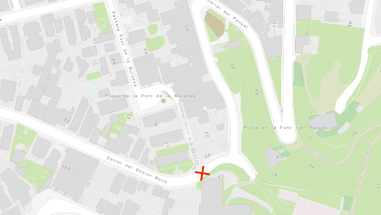 Tall al carrer del dr. bové per implantació de grua per a la instal·lació de les escales mecàniques a la Font de la Mulassa