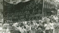 Manifestació homosexual. Manifestants amb pancartes
