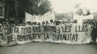 Manifestació homosexual. Manifestants amb pancartes