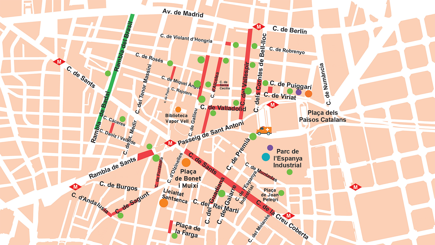 Mapa de la Festa Major de Sants 2025