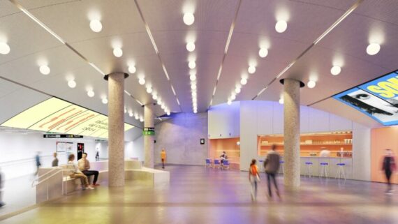 Imatge digital del nou vestíbul de la parada de metro de Glòries al DHUB