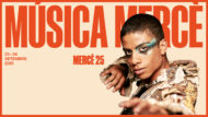 Imatge amb la gràfica de la campanya de la Mercè amb el text "Música Mercè" i les dates de la festa major.