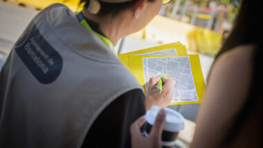 Informadors a les obres de l&#039;estació Manuel Girona de l&#039;L9