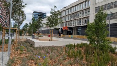 Urbanització de la cobertura de Gran Via, final de la primera fase d&#039;obres.