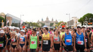 Atletes preprarats en la sotida de la cursa de la Mercè 2024.
