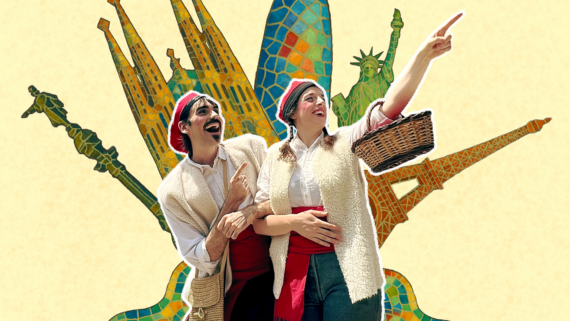 Maria Jover i Gerard Franch en el cartell que anuncia Els Pastorets de la Mercè