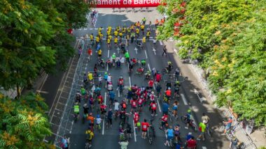 Vista aèria durant la Bicicletada