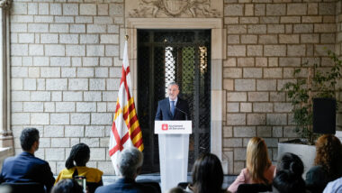 Jaume Collboni durant la declaració institucional. Autora: Júlia Arnau