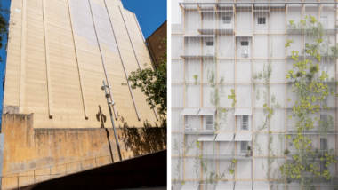 Abans i després de la mitgera convertida en façana de l&#039;Eixample, a la carretera Antiga d&#039;Horta.
