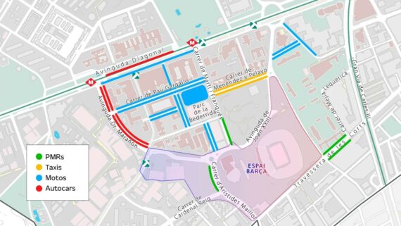 Mapa del Pla de Mobilitat Sostenible Spotify Camp Nou