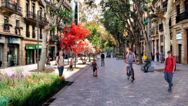 Imatge virtual d&#039;un tram del carrer del Comte Borrell.