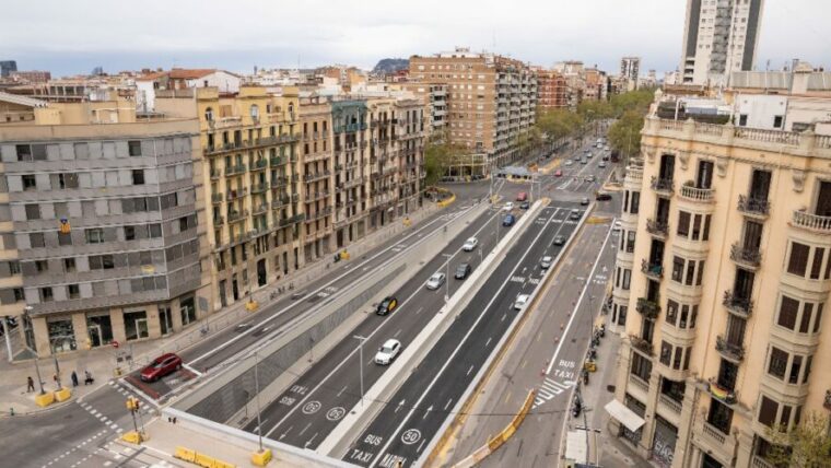 Part de la Gran Via on es realitzaràn els treballs de millora de les voreres