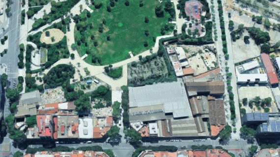 Vista aèria de la zona de l'enderroc, per Google Maps