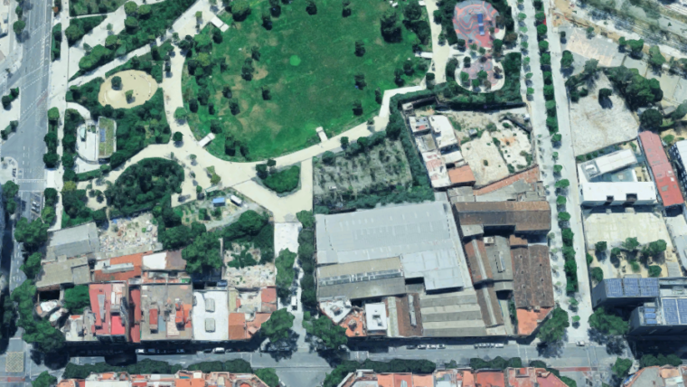 Vista aèria de la zona de l'enderroc, per Google Maps